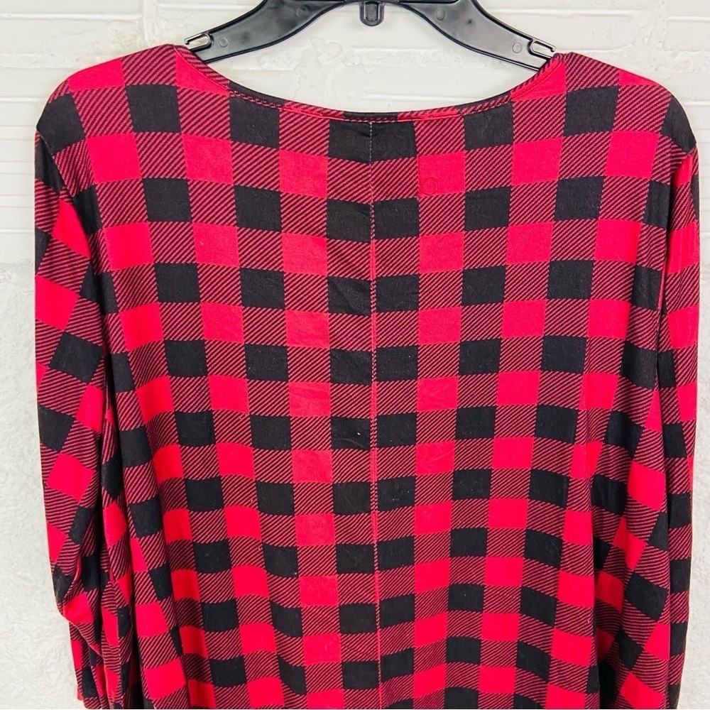 Celebrate together Red and Black buffalo Plaid Long Sleeve stretch mini Dress XL - Picture 8 of 13